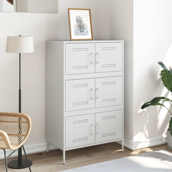 vidaXL Highboard hvit 68x39x113 cm stål