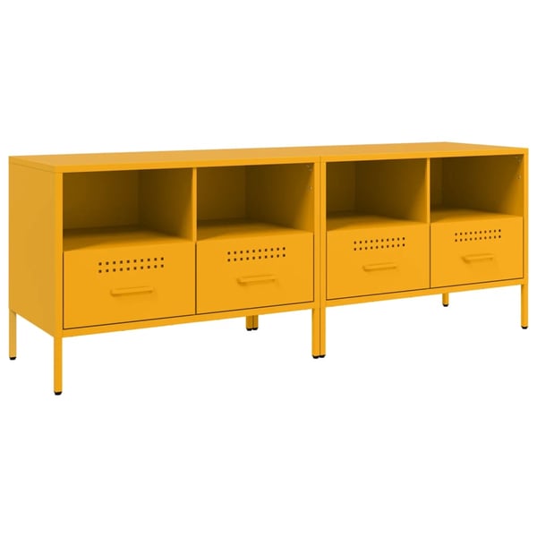 vidaXL TV-benker 2 stk sennepsgul 68x39x50,5 cm stål