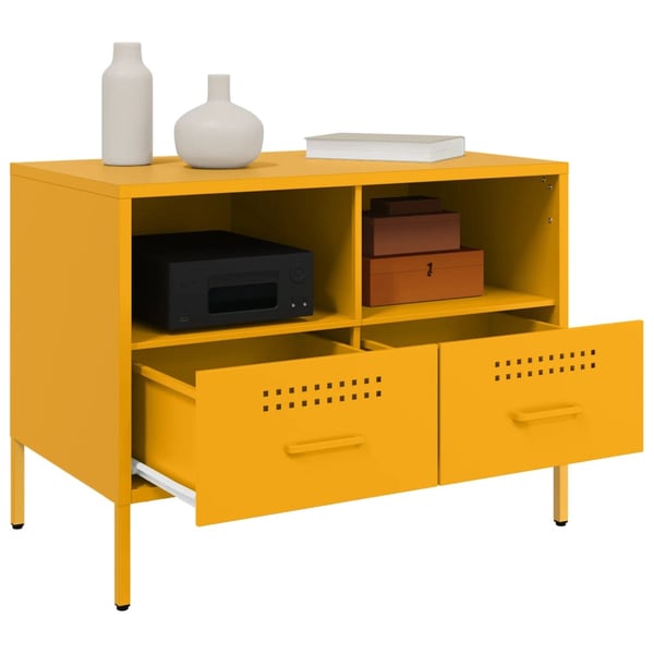 vidaXL TV-benker 2 stk sennepsgul 68x39x50,5 cm stål