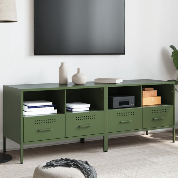 vidaXL TV-benker 2 stk olivengrønn 68x39x50,5 cm stål