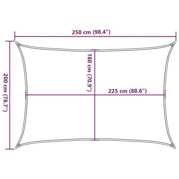 vidaXL solsejl 2x2,5 m 160 g/m² rektangulær HDPE gul