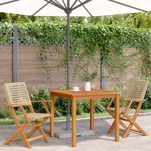 vidaXL havestole 2 stk. massivt akacietræ og polyrattan beige