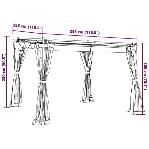 vidaXL Markise Hvit 3,5 x 2,5 m Metall