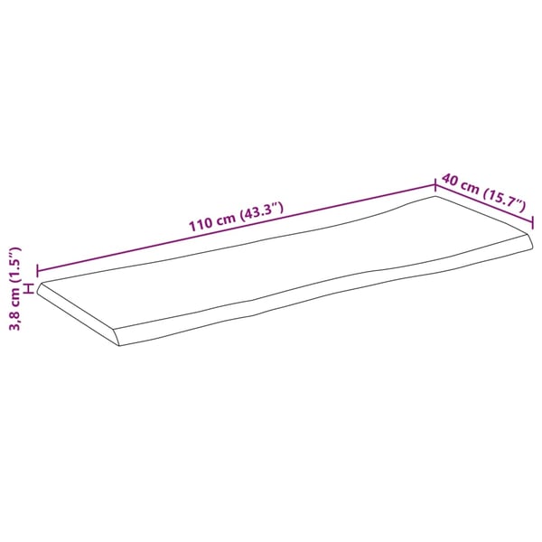 vidaXL Vegghylle 110x40x3,8 cm rektangulær heltre akasie naturlig kant