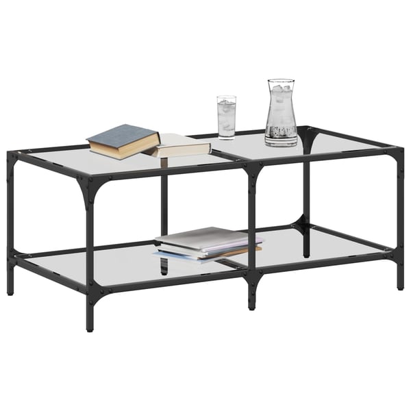 vidaXL Sofabord med gjennomsiktig glassplate 98,5x50x40 cm stål