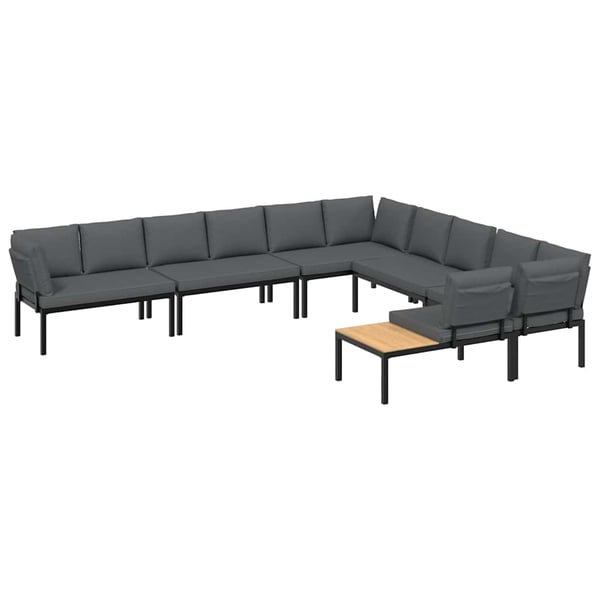 vidaXL sofasæt til haven 6 dele med hynder aluminium sort