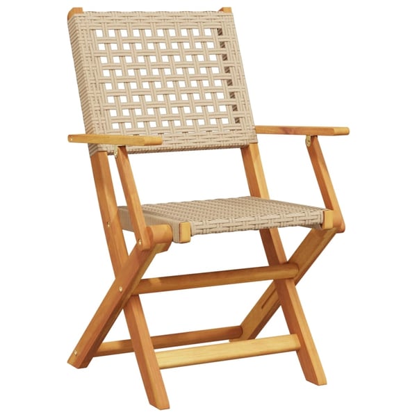 vidaXL Sammenleggbare hagestoler 6 stk beige polyrotting og heltre