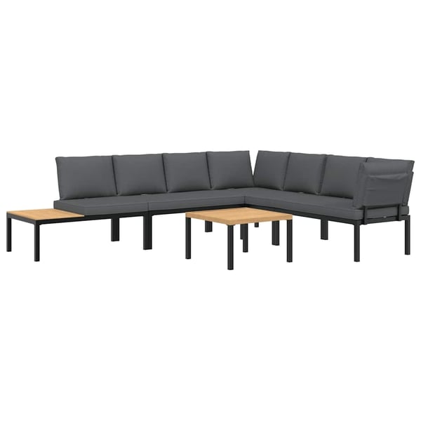 vidaXL sofasæt til haven 5 dele med hynder aluminium sort