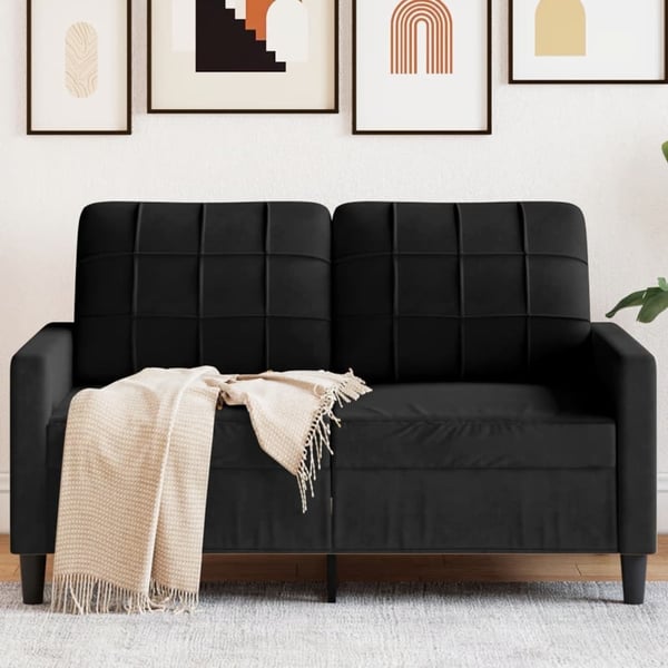 vidaXL 2-personers sofa 120 cm fløjl sort