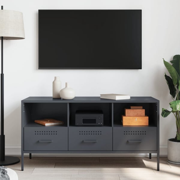 vidaXL tv-bord 100,5x39x50,5 cm stål antracitgrå