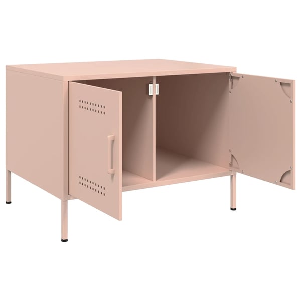 vidaXL sofabord 68x50x50,5 cm stål lyserød