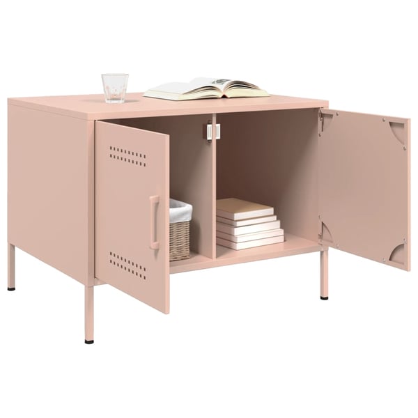 vidaXL sofabord 68x50x50,5 cm stål lyserød