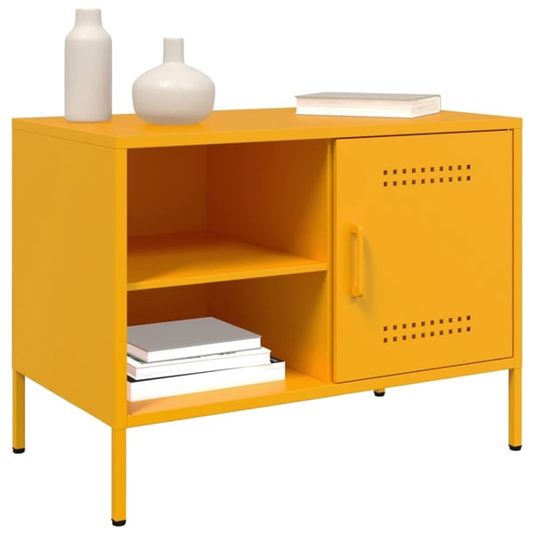 vidaXL TV-benker 2 stk sennepsgul 68x39x50,5 cm stål