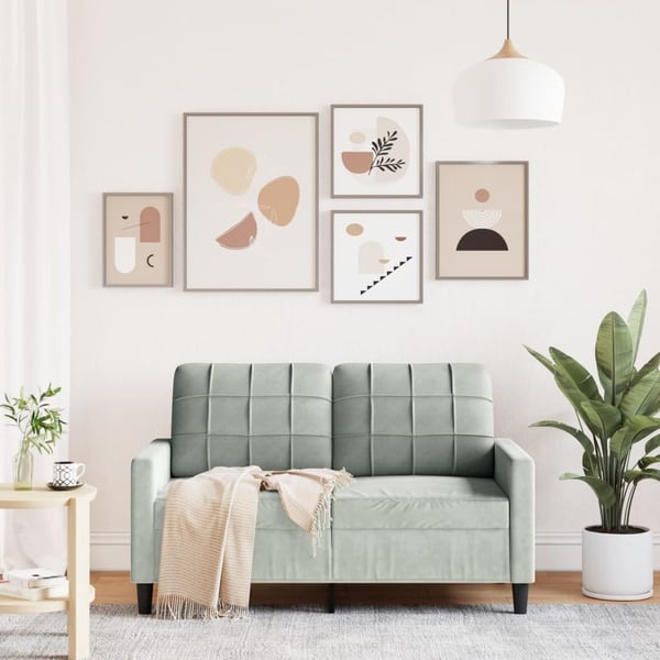 vidaXL 2-personers sofa 120 cm velour lysegrå