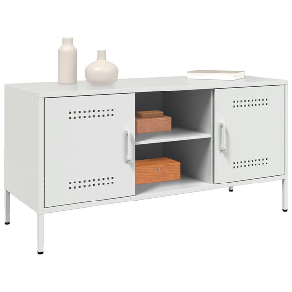 vidaXL TV-benk hvit 100,5x39x50,5 cm stål