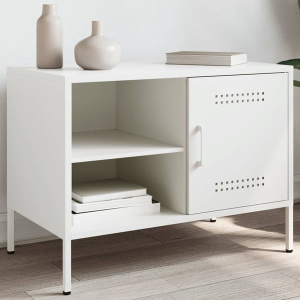 vidaXL TV-benk hvit 68x39x50,5 cm stål