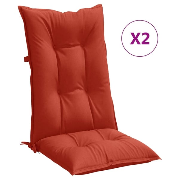 vidaXL Stolsdynor högt ryggstöd 2 st melerad röd 120x50x7 cm tyg