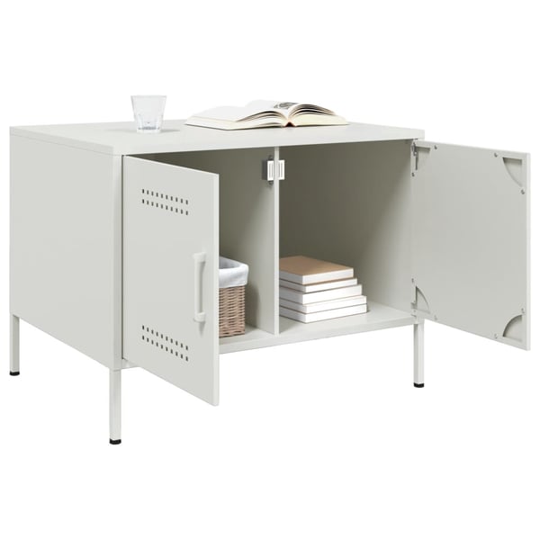 vidaXL sofabord 68x50x50,5 cm stål hvid