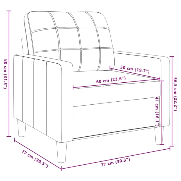 vidaXL lænestol 60 cm velour lysegrå