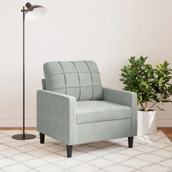 vidaXL lænestol 60 cm velour lysegrå
