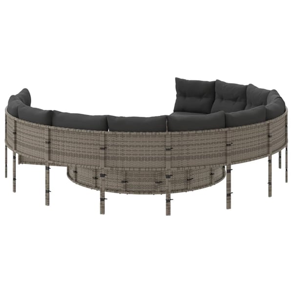 vidaXL havesofa med hynder rund polyrattan grå