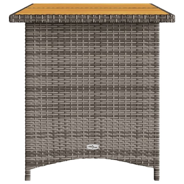 vidaXL Puutarhapöytä puupöytälevyllä harmaa 110x68x70 cm polyrottinki