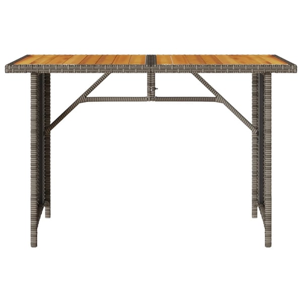 vidaXL Puutarhapöytä puupöytälevyllä harmaa 110x68x70 cm polyrottinki