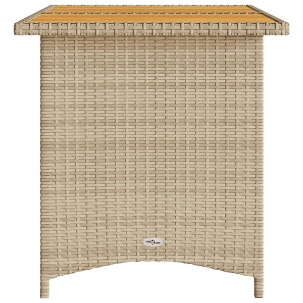 vidaXL Hagebord med treplate beige 110x68x70 cm polyrotting