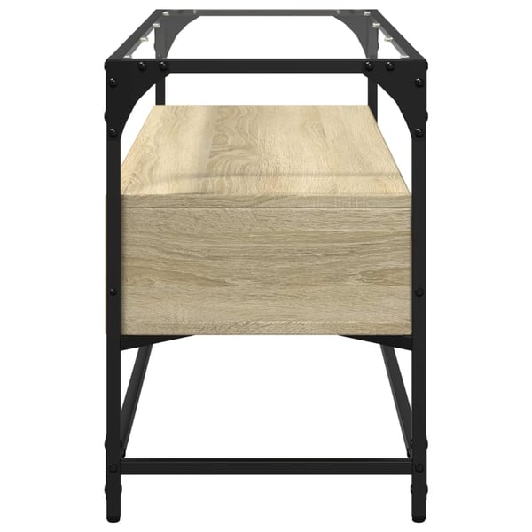 vidaXL TV-benk med glasstopp grå sonoma 98x35x51 cm konstruert tre