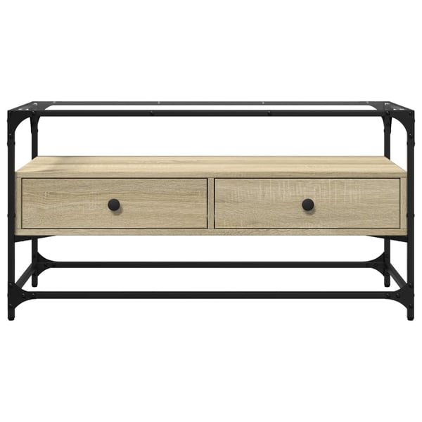 vidaXL TV-benk med glasstopp grå sonoma 98x35x51 cm konstruert tre