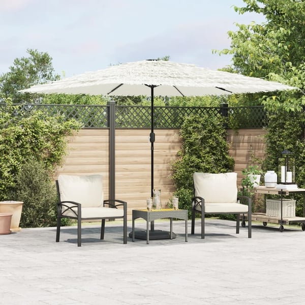 vidaXL Hageparasoll med stålstang hvit 290x290x238 cm