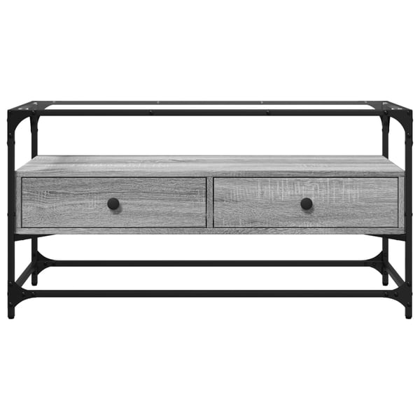 vidaXL TV-benk med glasstopp grå sonoma 98x35x51 cm konstruert tre