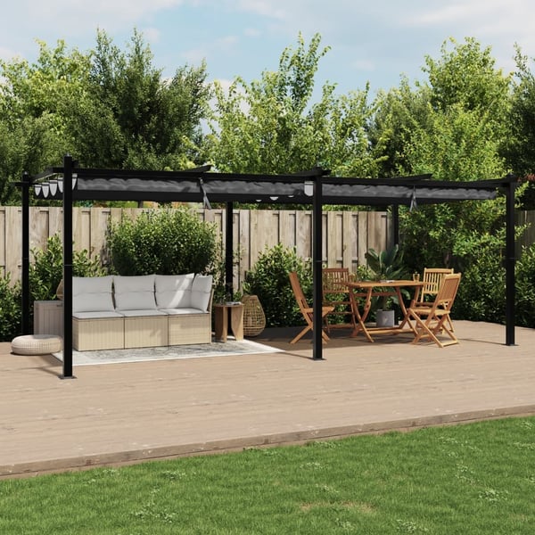 vidaXL pavillon med sammenrulleligt tag 3x6 cm aluminium antracitgrå