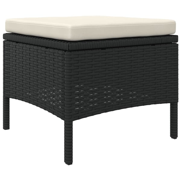 vidaXL 2-personers havesofa med bord og skamler polyrattan sort