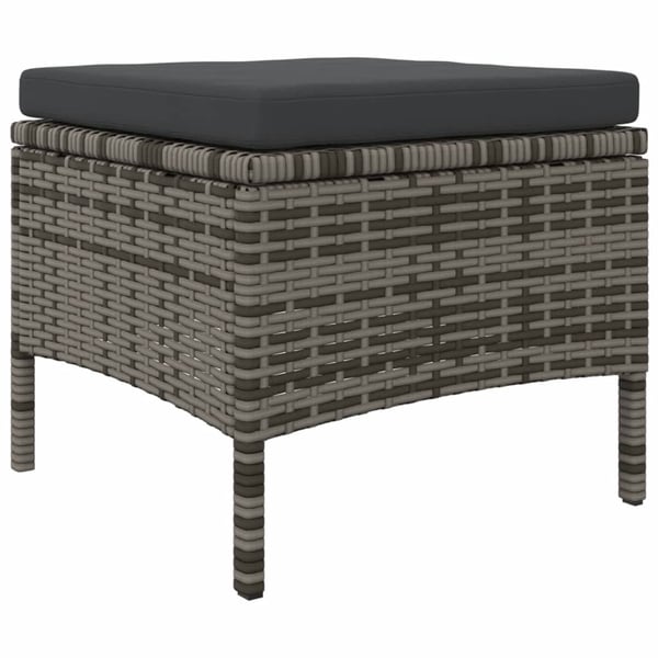 vidaXL 2-personers havesofa med bord og skamler polyrattan grå