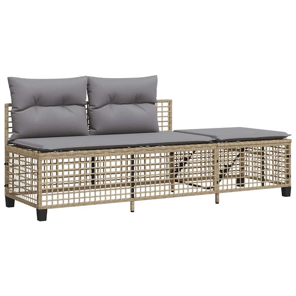 vidaXL hjørnesofasæt til haven 3 dele med hynder polyrattan beige
