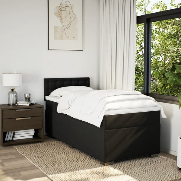 vidaXL kontinentalseng med madras 80x200 cm stof sort