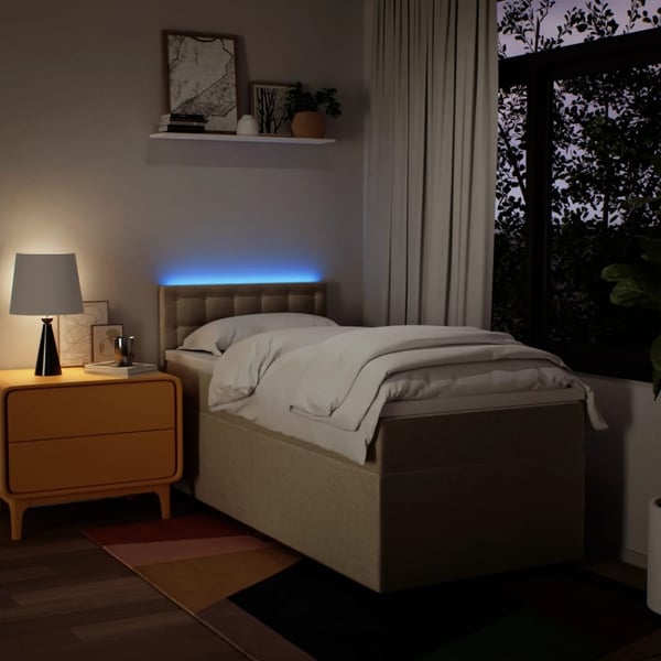vidaXL kontinentalseng med madras 90x190 cm stof cremefarvet