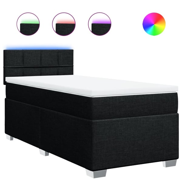 vidaXL kontinentalseng med madras 90x190 cm stof sort