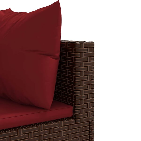 vidaXL loungesæt til haven 7 dele med hynder polyrattan brun