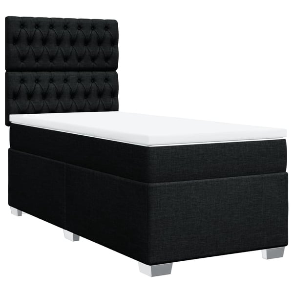 vidaXL kontinentalseng med madras 90x200 cm stof sort