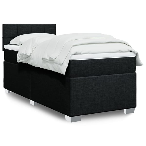 vidaXL kontinentalseng med madras 100x200 cm stof sort