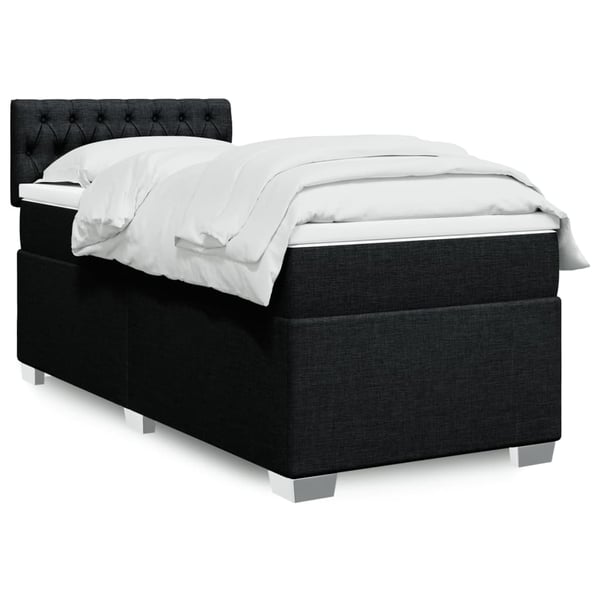 vidaXL kontinentalseng med madras 90x200 cm stof sort
