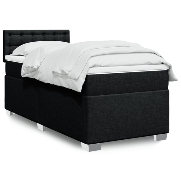 vidaXL kontinentalseng med madras 100x200 cm stof sort