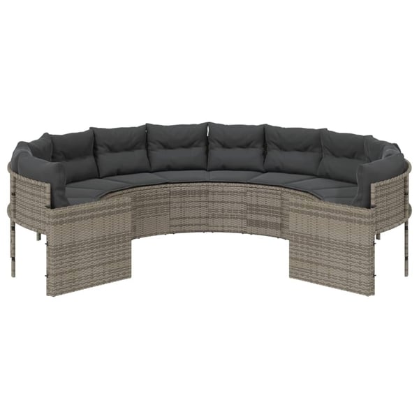 vidaXL havesofa med hynder rund polyrattan grå