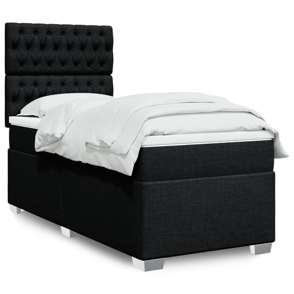 vidaXL kontinentalseng med madras 90x200 cm stof sort
