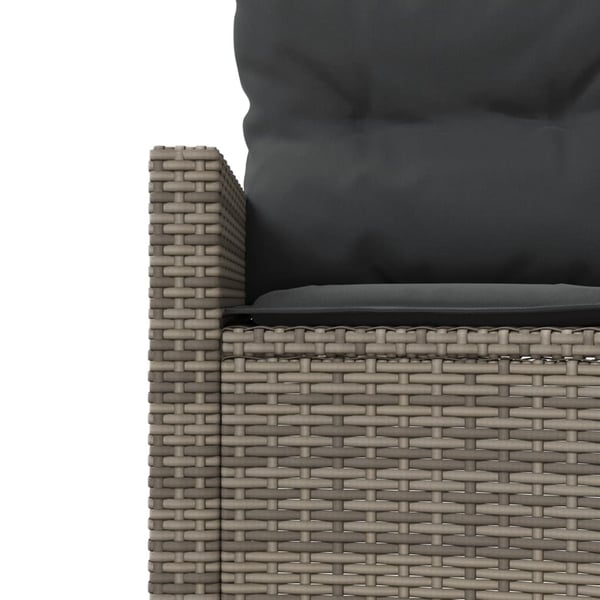 vidaXL havesofa med hynder halvrund polyrattan grå
