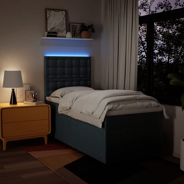 vidaXL Ramsäng med madrass blå 90x200 cm tyg