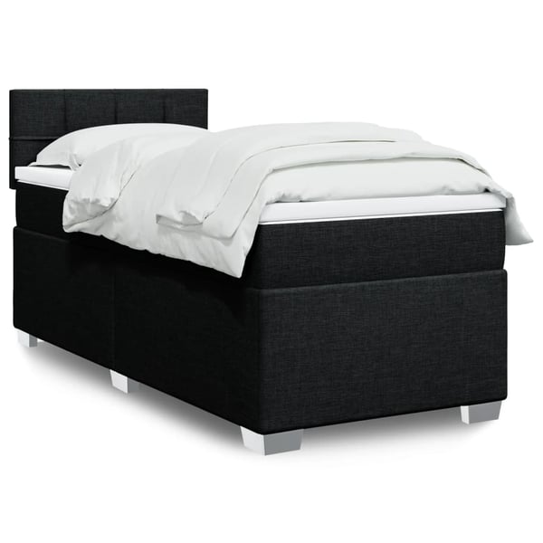 vidaXL kontinentalseng med madras 90x200 cm stof sort