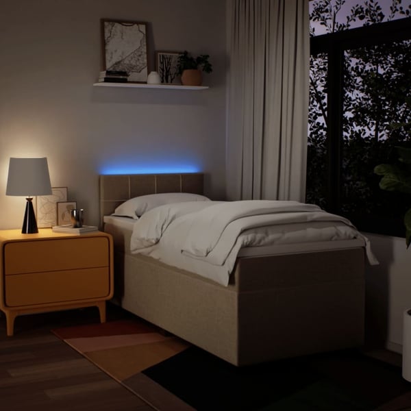 vidaXL kontinentalseng med madras 100x200 cm stof cremefarvet